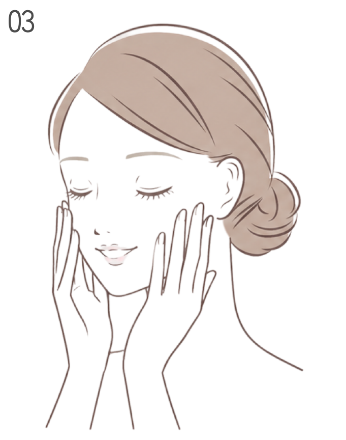 ステップ03：水で顔をすすいでいるイラスト