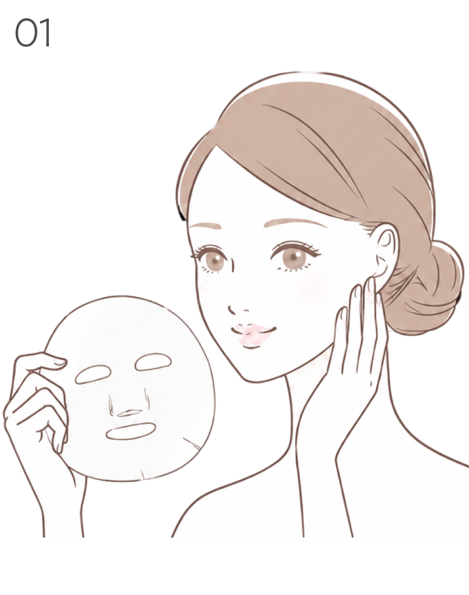 ステップ01：洗顔後の清潔な肌に使用するイラスト